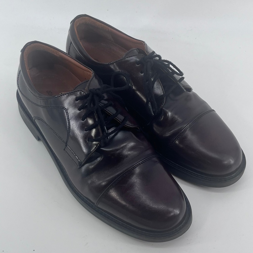 Johnston & Murphy Mens Burgundy Leather Cap Toe Derby Shoes 020-1253 8.5W